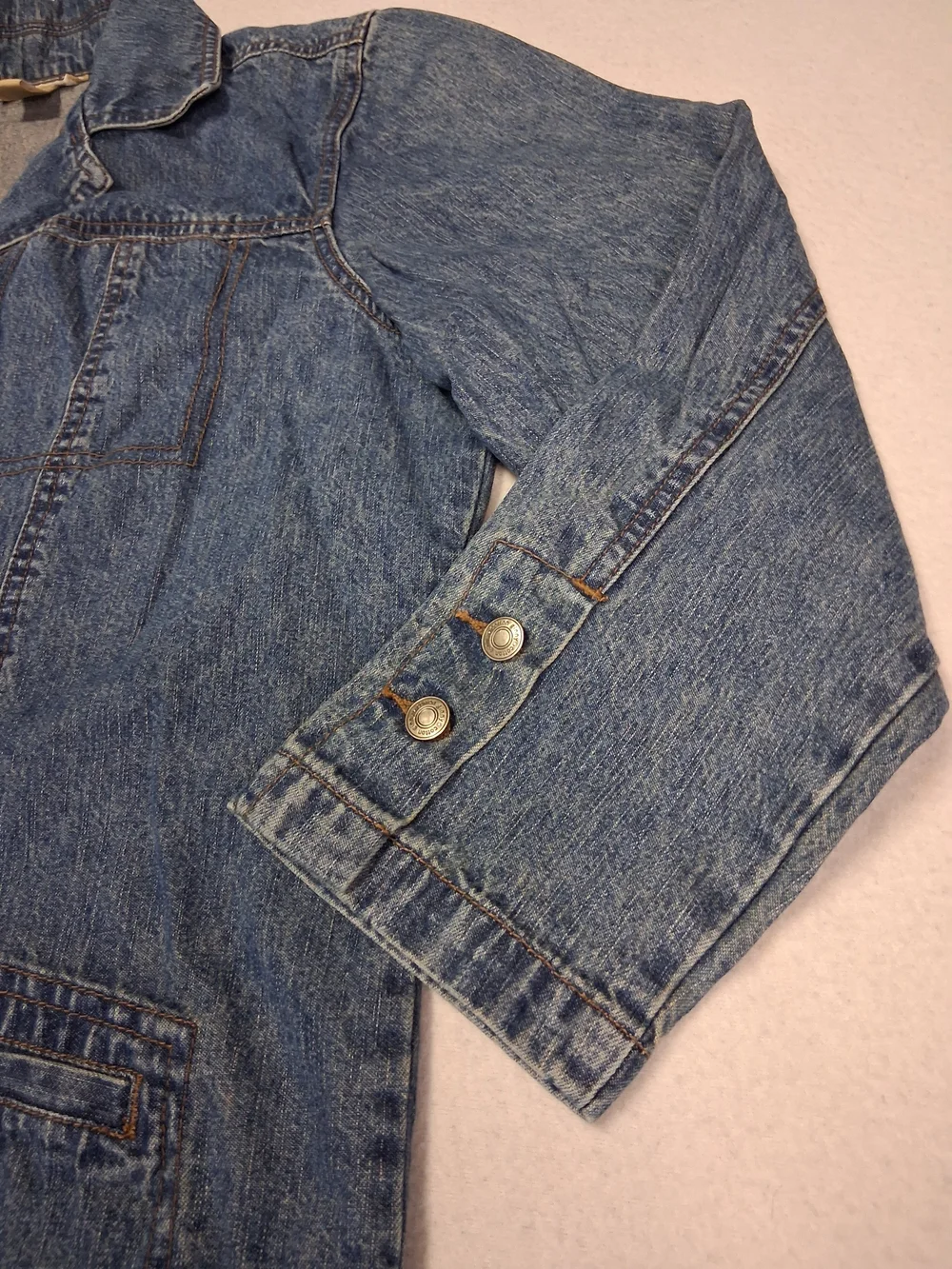 Women's Blue Denim Button-Front Jacket with Patch Pockets - Picture 7 of 13